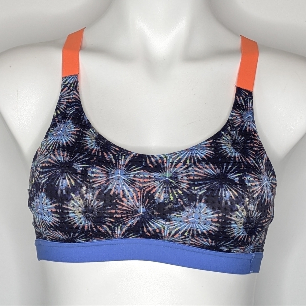 Victoria's Secret Orange Blue Firework Sports Bra 32A